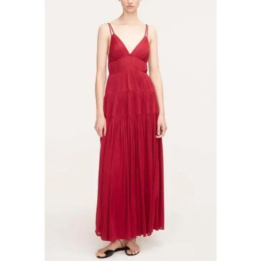 Rebecca Taylor Ruched Mesh Formal Maxi Dress in Hibiscus Pink Size 10